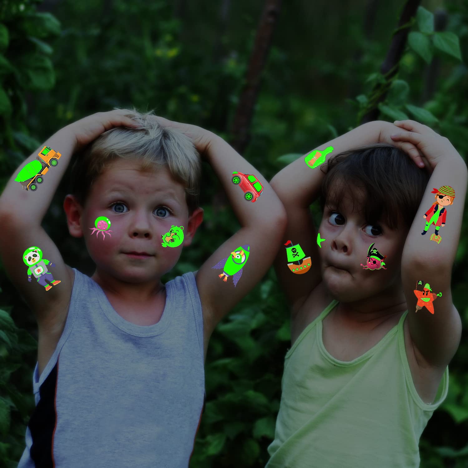 JCFIRE Temporary Tattoo for Kids | Glow in Dark Party Favors, Luminous Kids Tattoos temporary for Boys and Girls, Glow Party Accessories Tattoo Stickers | Party Supplies Birthday Gifts for Children