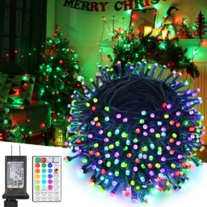 ibaycon 300 led color changing christmas lights, 98ft 17 colors halloween string lights outdoor, fairy twinkle tree lights with remote & timer plug in for room indoor party decorations waterproof
