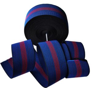 70 ft heavy duty sofa elastic webbing,contiunous long durable strong elasticity dark blue and red,2.76" wide,upholstery webbing,couch sitting belt replacement,upholstery materials elasbelt (70)