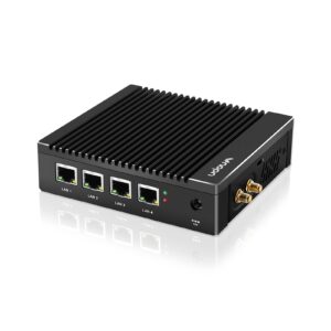 vnopn micro firewall appliance intel n3700 quad core, fanless mini pc 4 intel 2.5gbe i225 lan ports 8gb ram ddr3 128gb msata ssd, network gateway soft router pc, support aes ni/wifi