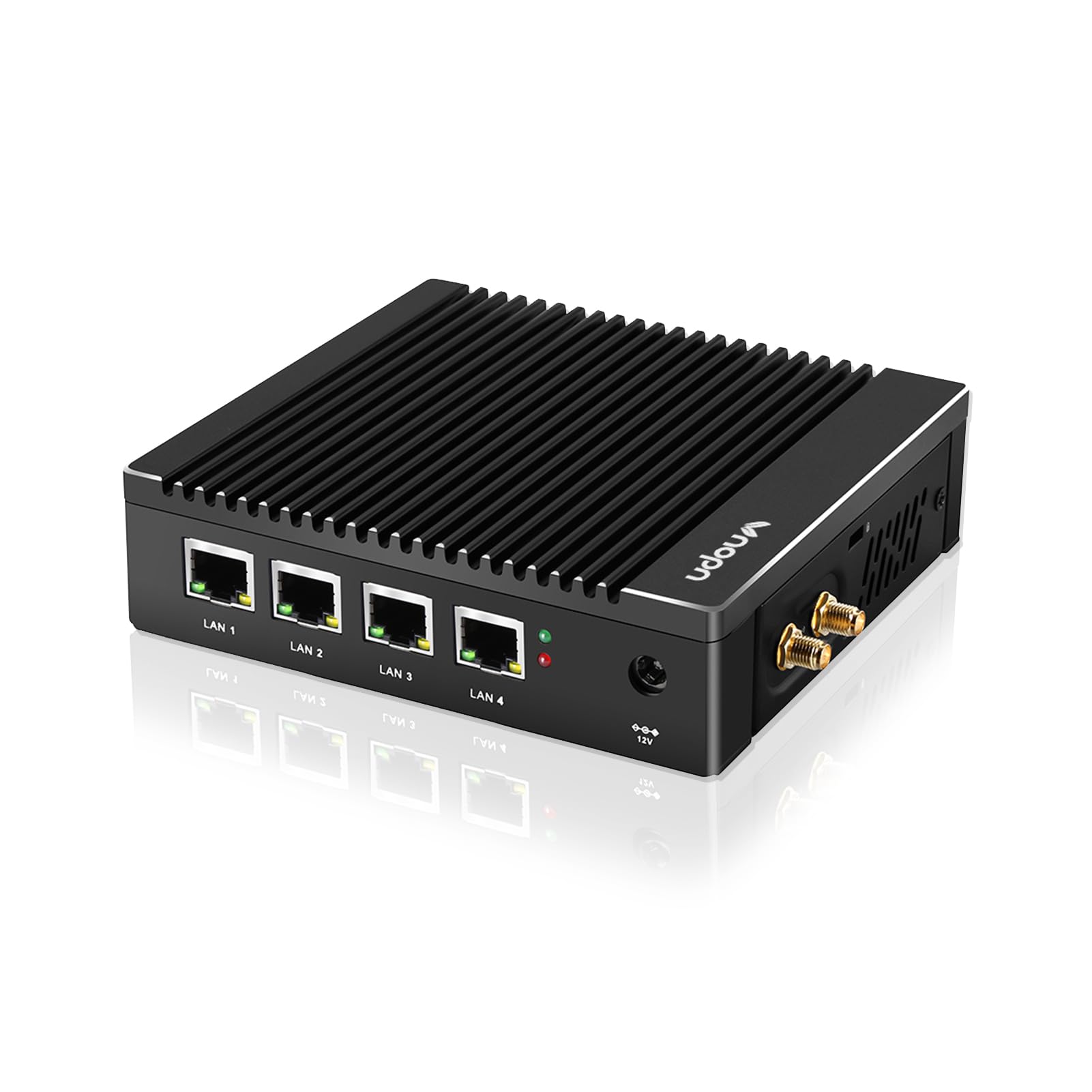 VNOPN Micro Firewall Appliance Intel N3700 Quad Core, Fanless Mini PC 4 Intel 2.5GbE i225 LAN Ports 8GB RAM DDR3 128GB mSATA SSD, Network Gateway Soft Router PC, Support AES NI/WiFi