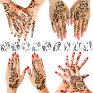 9 sheets henna tattoo stickers kit , indian waterproof temporary hand tattoo stickers, lasting for beach, festivals, & parties