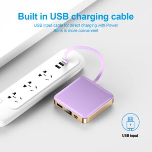 ummz 12000mAh Small Power Bank,Mini Portable Charger Built in 4 Cables,USB C Input/Output with Smart LED Display,External Battery Portable Charger Power Bank for iPhone,Tablet,Samsung