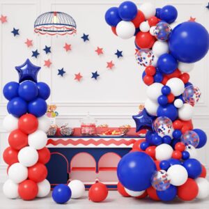 RUBFAC 140pcs Red White and Blue Balloon Garland Kit 4th of July Balloons Graduation Party Supplies Patriotic Balloon Arch for Nautical Party Decorations