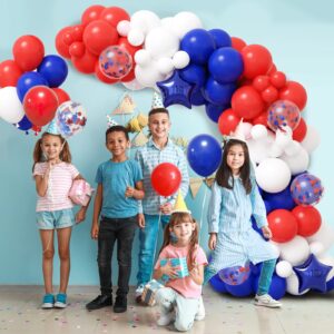 RUBFAC 140pcs Red White and Blue Balloon Garland Kit 4th of July Balloons Graduation Party Supplies Patriotic Balloon Arch for Nautical Party Decorations