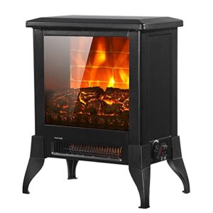 1400w electric fireplace heater, freestanding electric fireplace with realistic flame effect, portable fireplace with adjustable temperature and overheat protection, metal stove fireplace heater