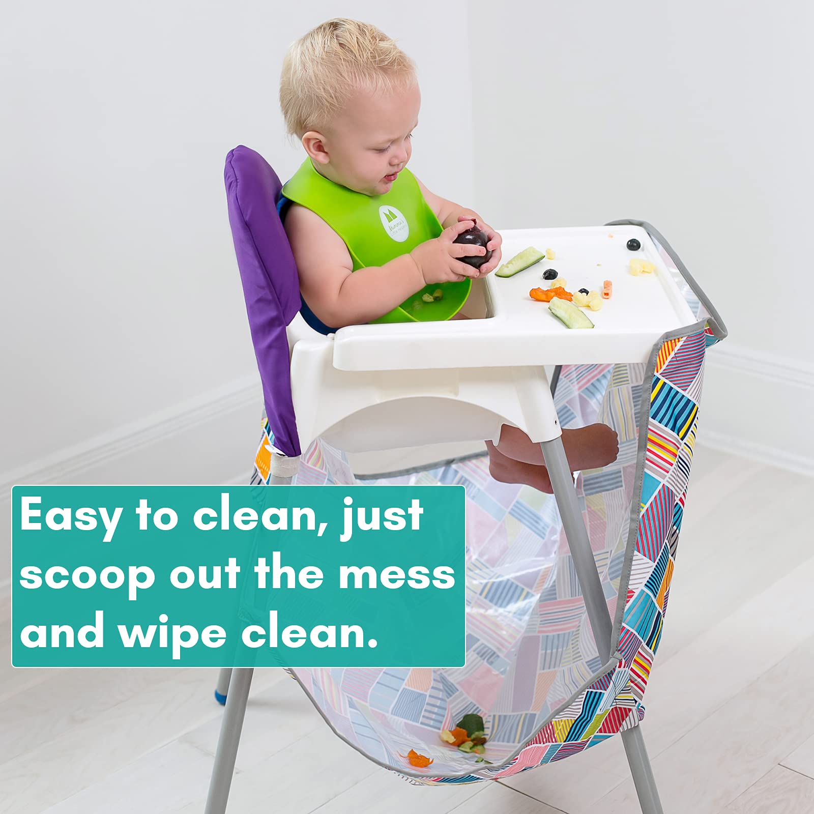 Splat Mat Under High Chair Food & Mess Catcher (Light Green)