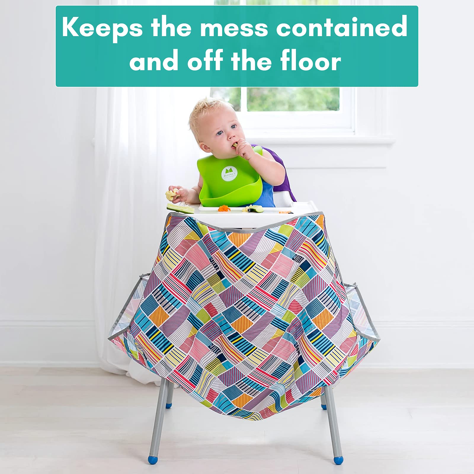 Splat Mat Under High Chair Food & Mess Catcher (Light Green)