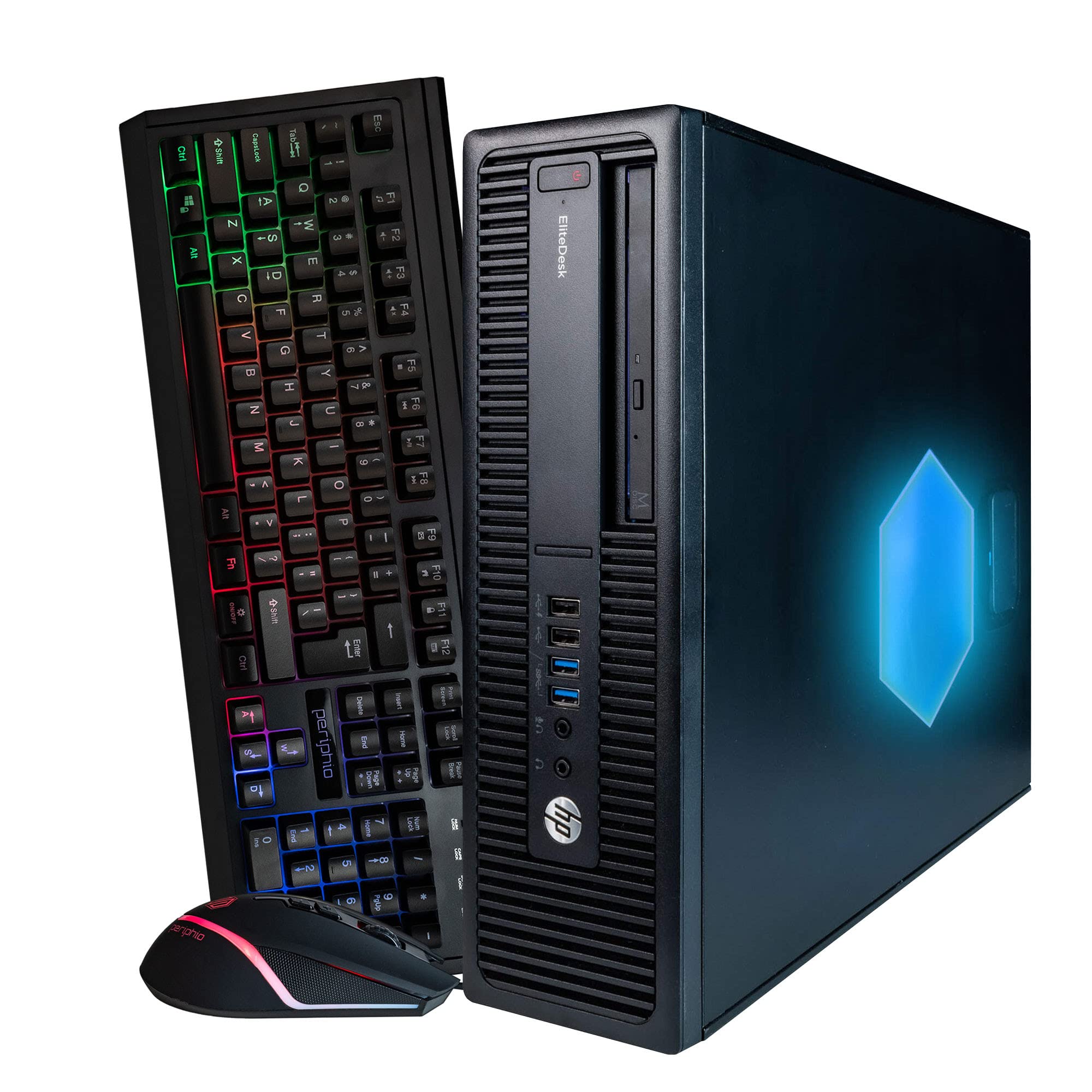 HP 600G1 Desktop Computer PC w/ RGB Lighting | Intel Quad Core i5 | 8GB DDR3 RAM | 240GB SSD | WIFI + Bluetooth | RGB Mouse + Keyboard | Windows 10 (Renewed)