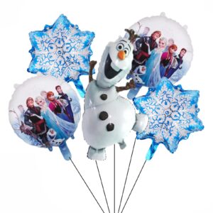 HTRY 5PCS Frozen Olaff Foil Balloons For Kids Birthday Baby Shower Frozen Themed Party Decorations