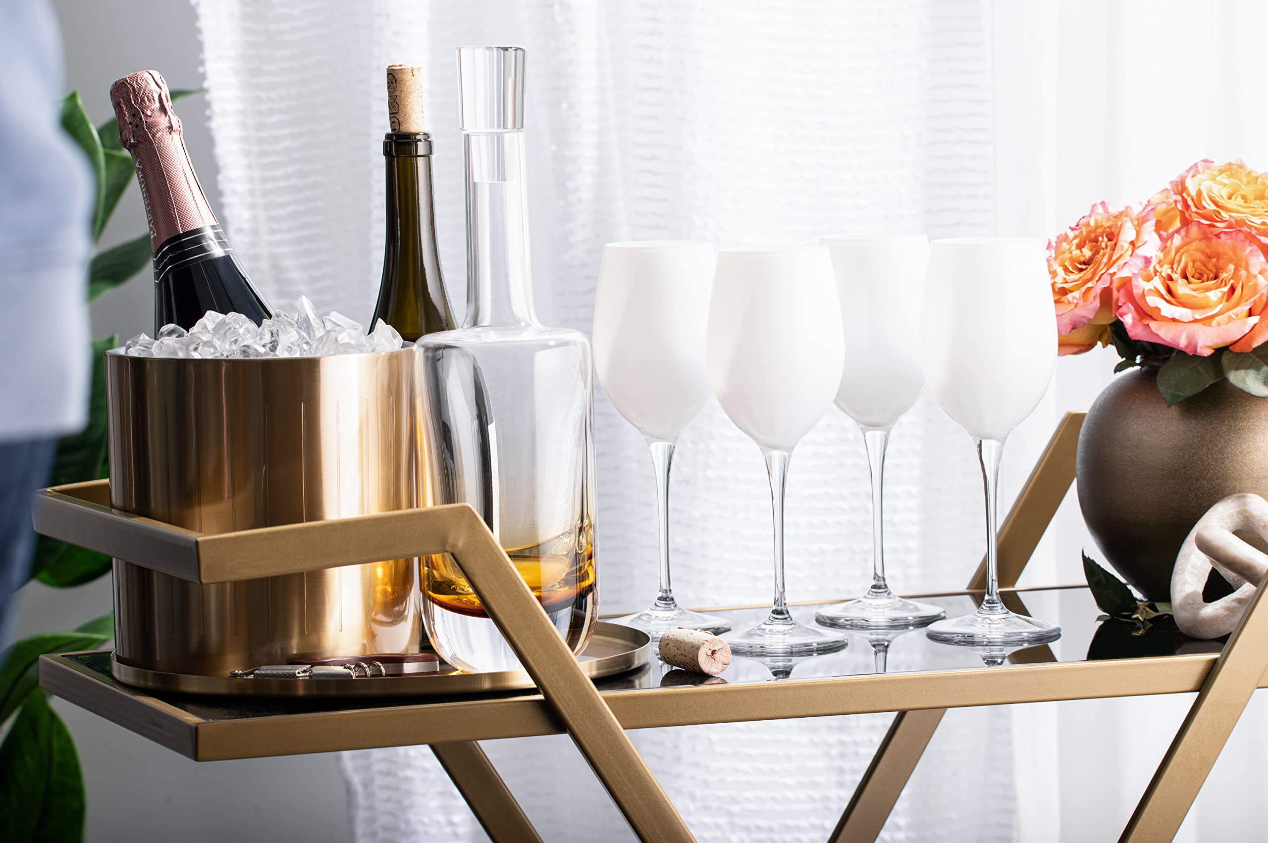 Barski Goblet - White Wine Glass - Crystal Glass - Water Glass - Opal White - Stemmed Glasses - Set of 6 Goblets - 14 oz Made in Europe