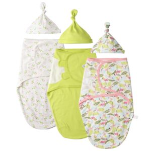 nearkoi swaddle blanket set for baby,100% cotton swaddling sack with caps, adjustable sleep sack,sleep bag for newborn baby (green, m)