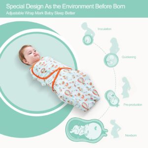Nearkoi Swaddle Blanket Set for Baby,100% Cotton Swaddling Sack with Caps, Adjustable Sleep Sack,Sleep Bag for Newborn Baby (Green, M)