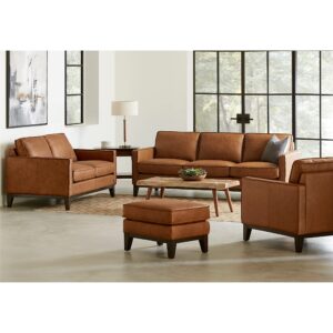 Hello Sofa Home Pimlico Contemporary 100% Top Grain Leather Ottoman