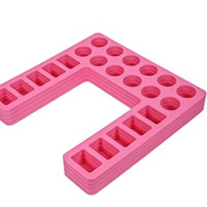 Polar Whale 2 Lotion and Body Spray Stand Organizers Tray Pink Durable Foam Washable Waterproof Insert for Home Bathroom Bedroom Office 16.25 x 16.25 x 2 Inches 22 Slots 2pc Pair Set