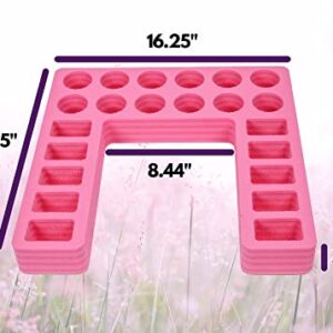 Polar Whale 2 Lotion and Body Spray Stand Organizers Tray Pink Durable Foam Washable Waterproof Insert for Home Bathroom Bedroom Office 16.25 x 16.25 x 2 Inches 22 Slots 2pc Pair Set