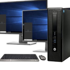 HP 600 G1 SFF Computer Desktop PC, Intel Core i7 3.4GHz Processor, 16GB Ram, 128GB M.2 SSD, 2TB HDD, Wireless Keyboard Mouse, WiFi | Bluetooth, New HP Dual 27 FHD LED Monitor, Windows 10 (Renewed)