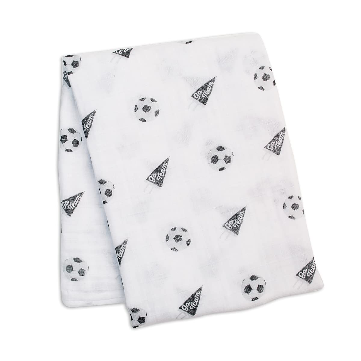 lulujo Baby Cotton Muslin Swaddle Blanket, 47 x 47, Soccer