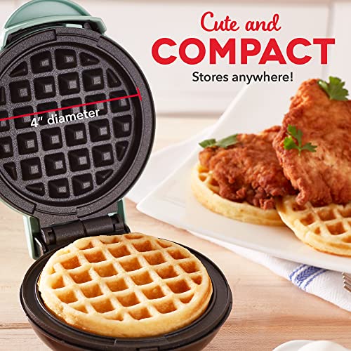 DASH DMW002AQ Mini Waffle Maker (2 Pack) for Individual Waffles Hash Browns, Keto Chaffles with Easy to Clean, Non-Stick Surfaces, 4 Inch, Aqua