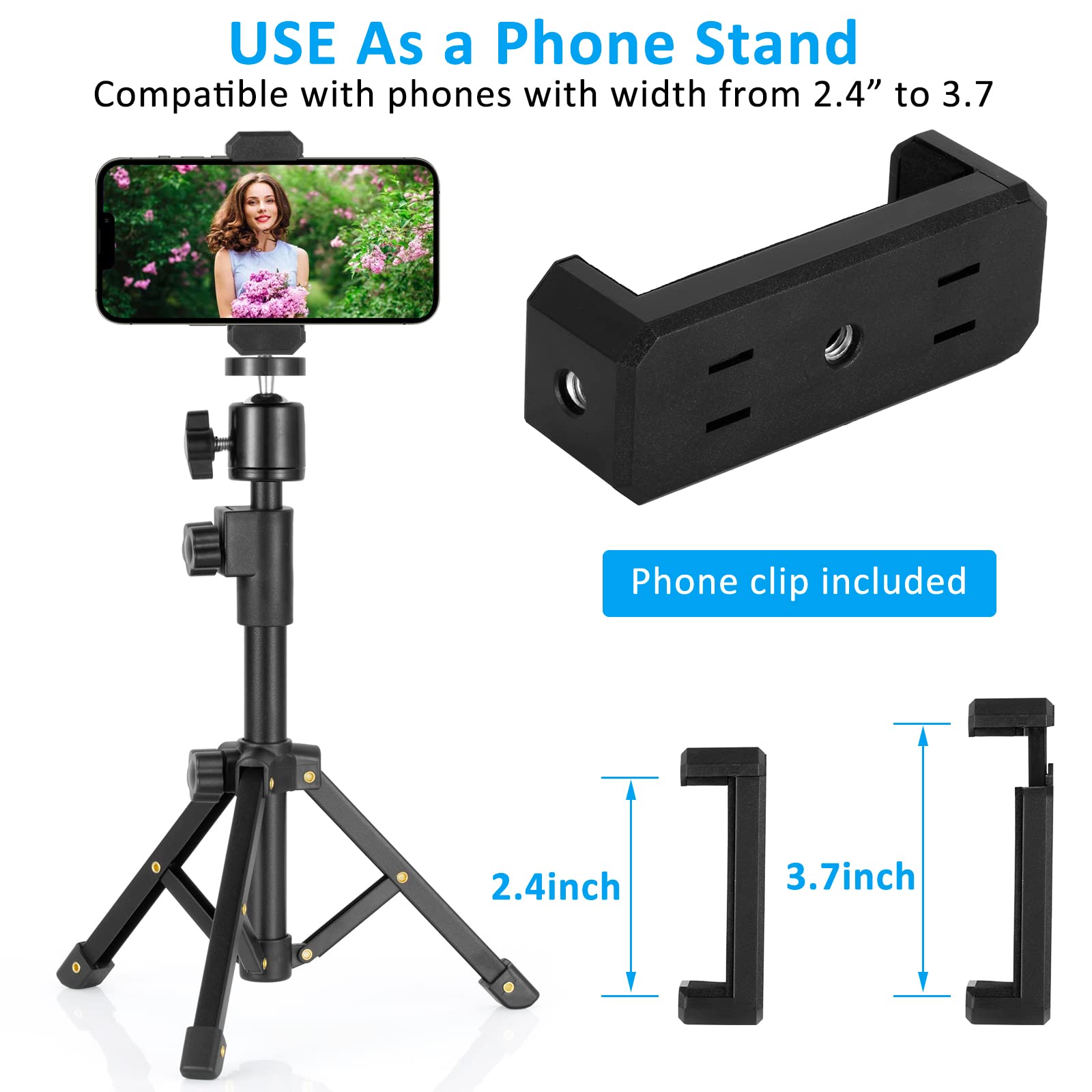 BILIONE Webcam Tripod Stand, for Logitech Webcam C920 C922 C930e C920S C920 C615 C960 C920x BRIO 4K NexiGo N60, Extendable Stand for Desk, Lightweight Mini Webcam Tripod with 1/4" Thread