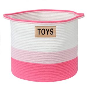 midlee pink toys cotton rope basket- 3 tone- nursery dog kids baby woven storage bin organizer