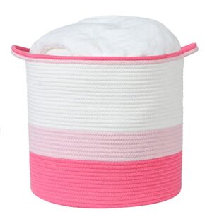 Midlee Pink Toys Cotton Rope Basket- 3 Tone- Nursery Dog Kids Baby Woven Storage Bin Organizer