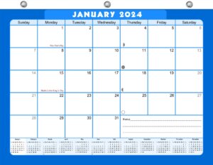 2024 calendar 12 months student calendar/planner for 3-ring binder, desk, or wall -v006
