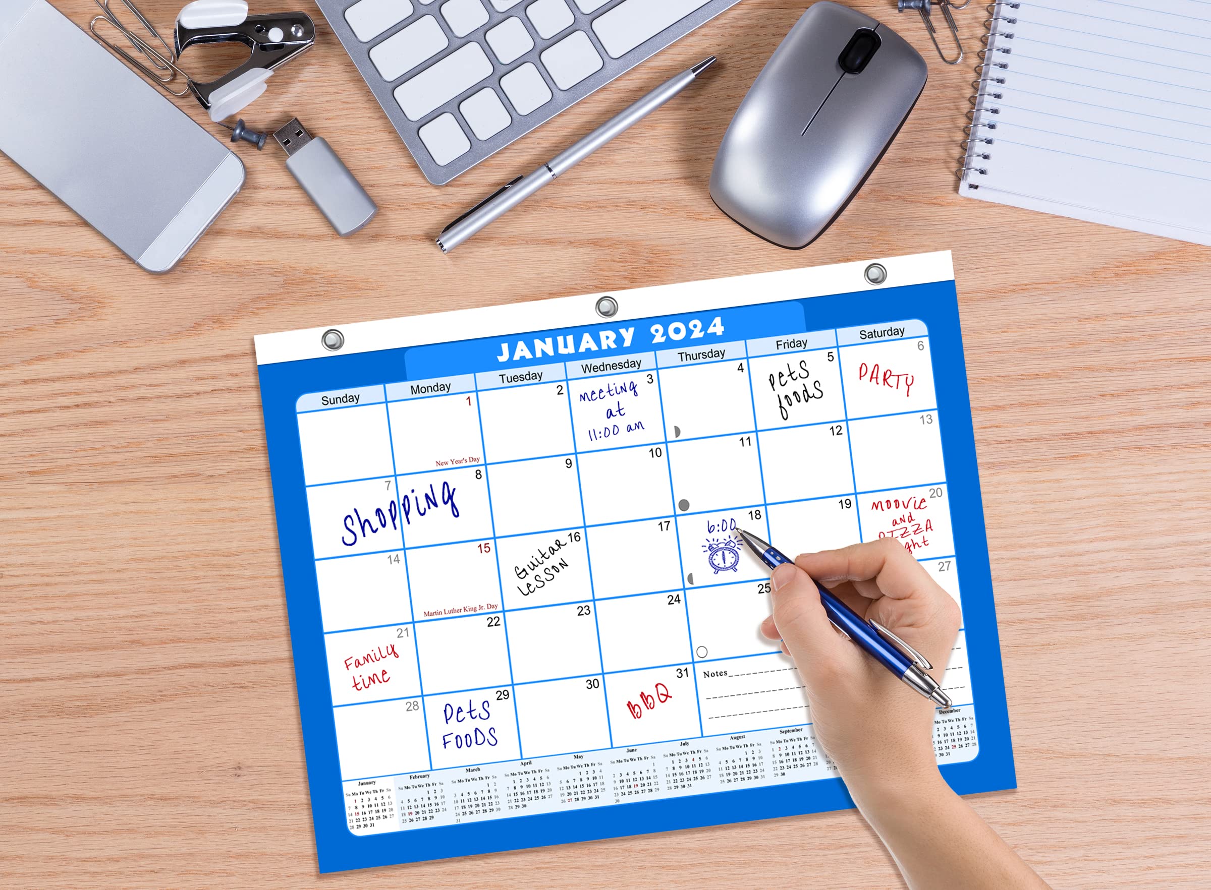 2024 Calendar 12 Months Student Calendar/Planner for 3-Ring Binder, Desk, or Wall -v006