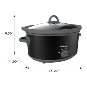 Kenmore 5 Quart Slow Cooker, Black and Grey, Compact Countertop Cooking, Warm, Braise, Simmer, Sous Vide, Stew, Soup, Curry, Chili, Fondue, Yogurt