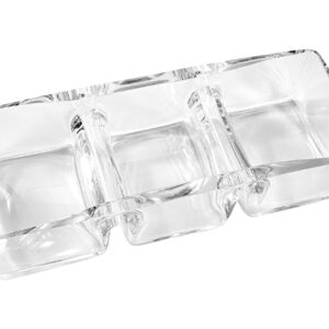 Glass - Sectional - Relish - Divided -Dish - Tray - 3 Part - Rectangular - for Nuts, Chocolate, Fruit or Candies - 12" Long - Made in Europe - by Barski