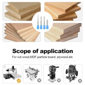 Sinoprotools 1/4 Shank CNC Router Bits Carving Set, CNC Wood Router Bits, CNC Router Kit End Mills,V Groove Engraving Router Bit, Cabinet Making Tools-4 Pcs