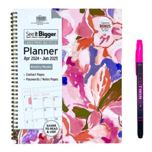 planahead see it bigger april 2024 - june 2025 monthly/weekly large planner 8.5" x 11"and suheyla twin fluresten pen
