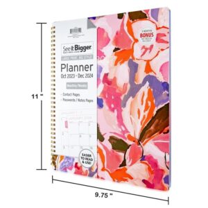 PlanAhead See IT Bigger April 2024 - June 2025 Monthly/Weekly Large Planner 8.5" x 11"and SUHEYLA Twin Fluresten Pen