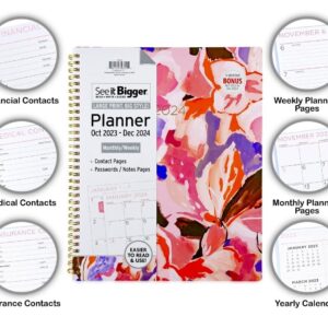 PlanAhead See IT Bigger April 2024 - June 2025 Monthly/Weekly Large Planner 8.5" x 11"and SUHEYLA Twin Fluresten Pen