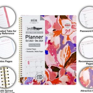 PlanAhead See IT Bigger April 2024 - June 2025 Monthly/Weekly Large Planner 8.5" x 11"and SUHEYLA Twin Fluresten Pen