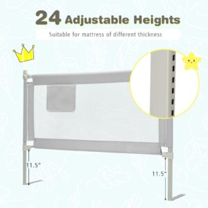 BABY JOY Bed Rail for Toddlers, 57’’ Extra Long, Height Adjustable & Foldable Baby Bed Rail Guard w/Storage Pocket & Double Safety Child Lock for Kids Twin Double Full Size Queen King Mattress (Gray)