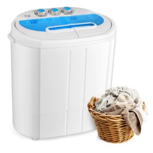 tiktun mini compact twin tub xpb30-1288s portable washing machine, white and sky blue