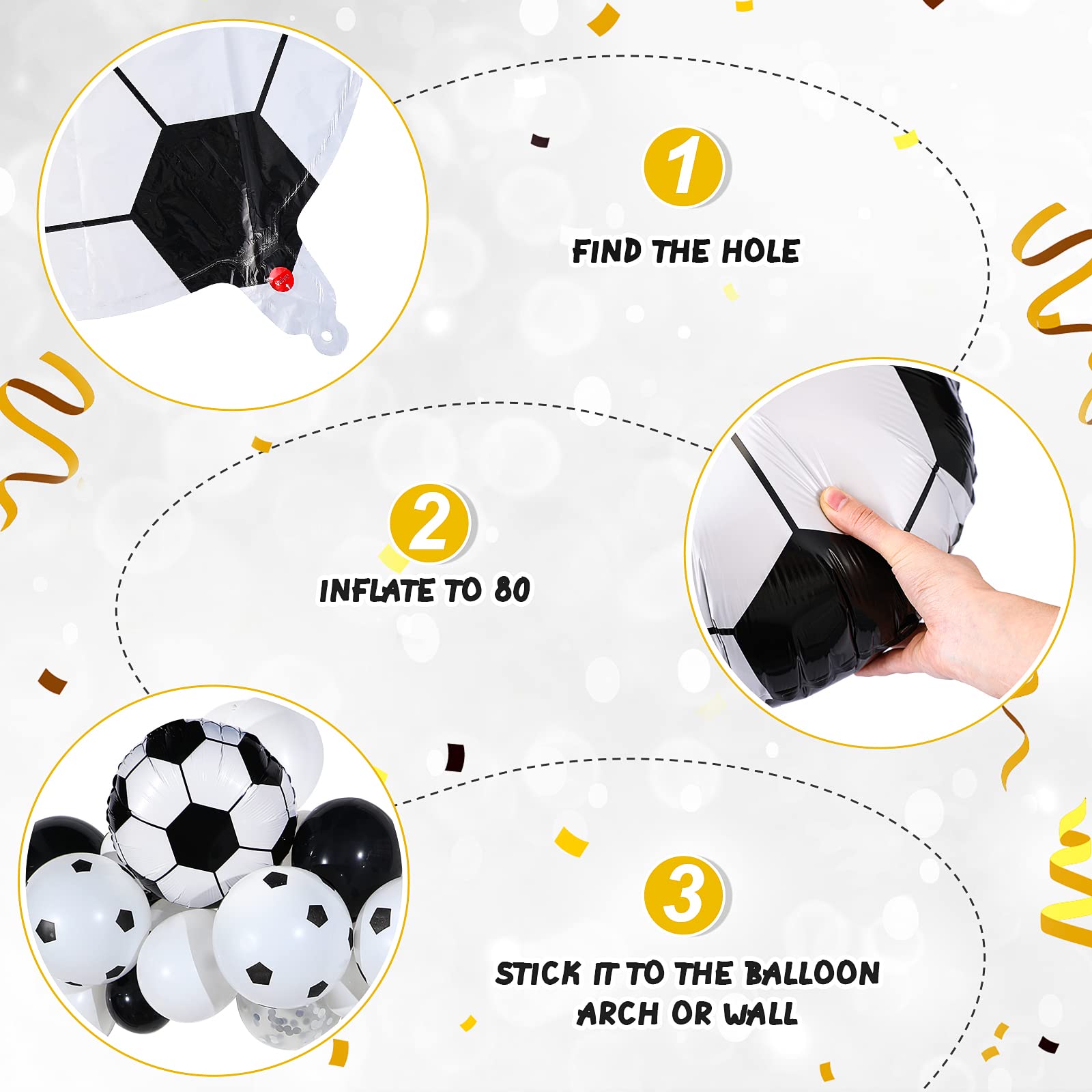 Soccer Party Balloon Arch Kit Soccer Balloon Party Decor Include Soccer Championship Trophy Foil Balloon White Black Latex Balloons for Birthday Soccer Sports Themed Party Supplies