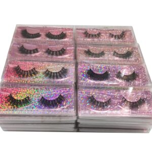 Ellazzle 10 Pairs Faux Mink Eyelashes Wholesale Lashes Pack, Lashes Natural Look 16mm-20mm False Eyelashes Pink