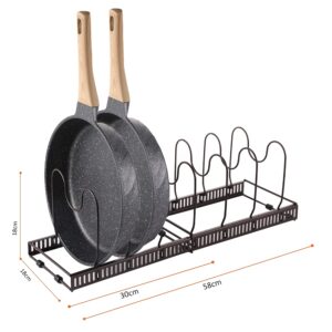 HAYAN Pot Rack Organizer Expandable Pan Holder for Cabinet, Adjustable Dividers, Pot Lid Organizer for Kitchen Counter and Cabinet (7 Compartments)
