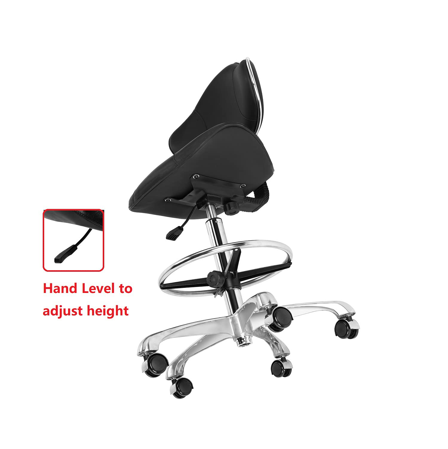 Kaleurrier Ergonomic Drafting Chair with Back Support,Multi-Functional Height Adjustable Swivel Rolling Stool,Multi-Purpose Home Office Desk Chair (White)
