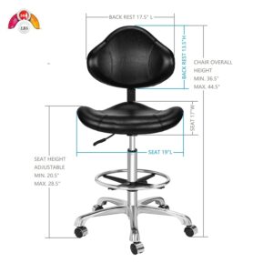 Kaleurrier Ergonomic Drafting Chair with Back Support,Multi-Functional Height Adjustable Swivel Rolling Stool,Multi-Purpose Home Office Desk Chair (White)