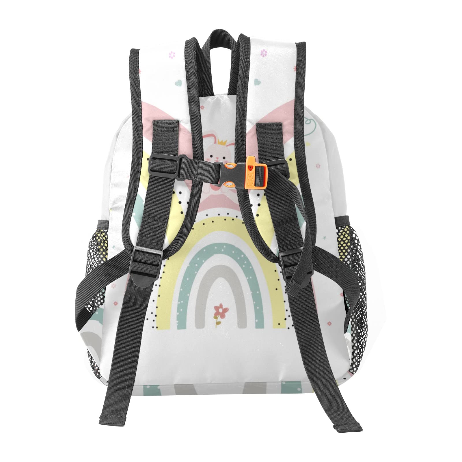 Grandkli Rainbow Rabbit Personalized Kids Toddler Backpack for Boys Girls ,Custom Mini School Backpack Bags Kindergarten, 10''(L) x 4''(W) x 12''(H)