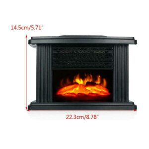 8.7 Inch Electric Fireplace Heater 1000W Black Mini Freestanding Fireplace Stove with 3D Simulation of Carbon Fire Heating Technology, Indoor Electric Fireplace 3-Gear Adjustable