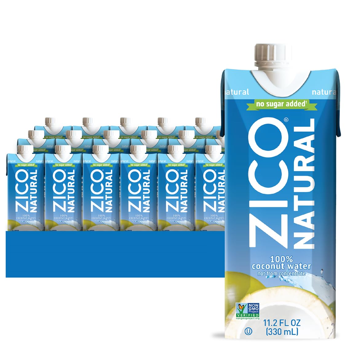 Zico 100% Coconut Water, No added Sugar, Refreshingly Delicious, Hydration with Electrolytes, 11.2 Fl Oz (Pack of 18)