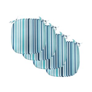 ambesonne abstract chair seating cushion set of 4, vertical striped pastel toned color bands lines background nautical design, anti-slip seat padding for kitchen & patio, 16"x16", sky and dark blue