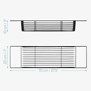 Navaris Wire Bath Tray - Metal Bathtub Caddy Rack - Over Bath Tub Bridge Organizer Storage Shelf - Bath Accessories Holder Basket for Bathtub - Black