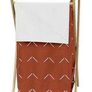 Sweet Jojo Designs Boho Arrow Baby Kid Clothes Laundry Hamper - Ivory Burnt Orange Rust Off White Farmhouse Southwest Shabby Chic Designer Chevron Gender Neutral Bohemian Diamond Tuft Collection