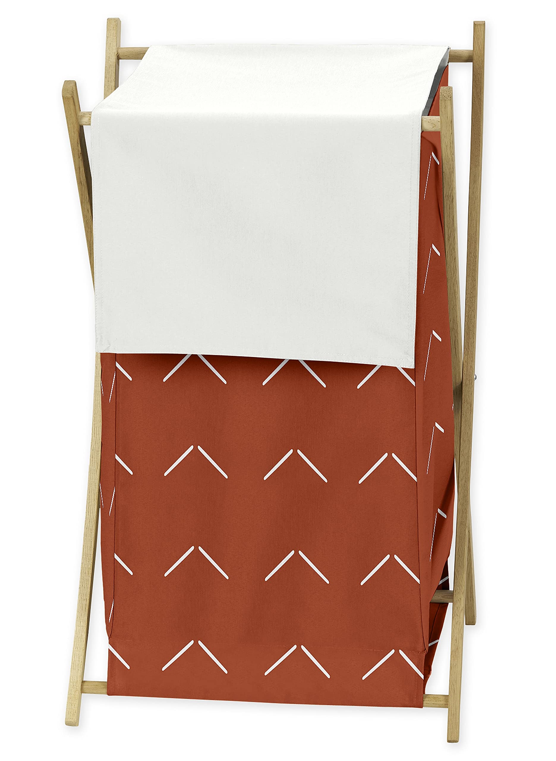 Sweet Jojo Designs Boho Arrow Baby Kid Clothes Laundry Hamper - Ivory Burnt Orange Rust Off White Farmhouse Southwest Shabby Chic Designer Chevron Gender Neutral Bohemian Diamond Tuft Collection