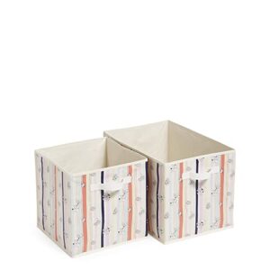 vera bradley women's collapsible storage bins set of 2 - large, seaside stripe multi floral, large